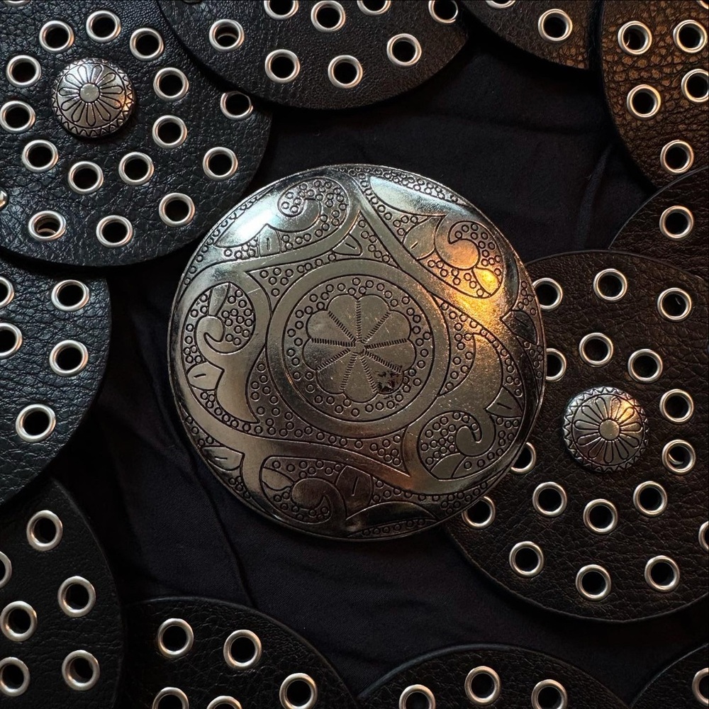 Black and Silver Grommet Belt